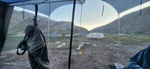 Hiew from tent in Greenland fly fishing trip